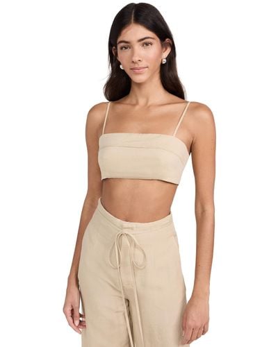 Onia Air Linen Fold Over Cropped Top - Multicolour