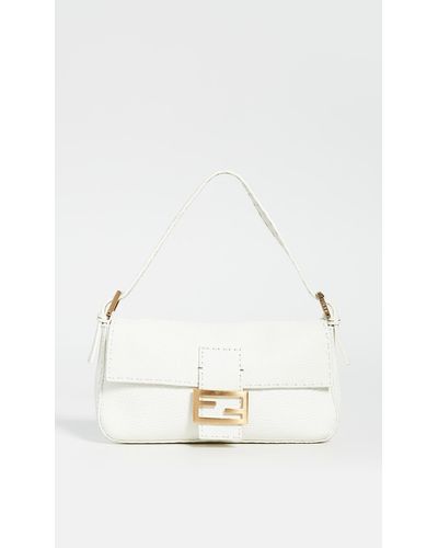 What Goes Around Comes Around Fendi White Leather Baguette