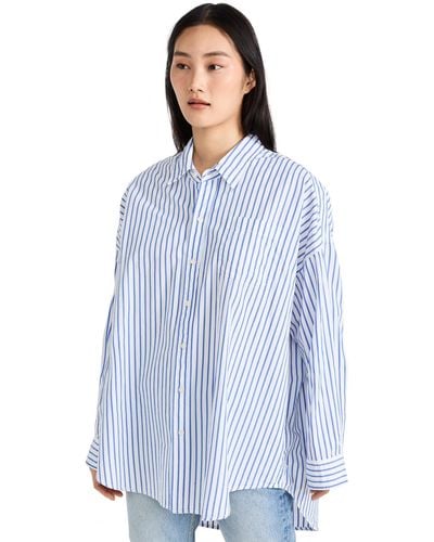 Denimist Deniist Button Front Shirt D Bue Wide Stripe - Blue