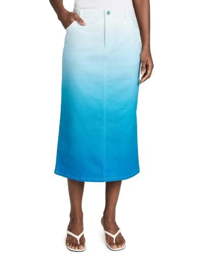 BruceGlen Gradient Midi Denim Skirt - Blue