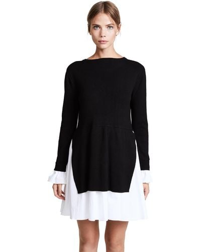 English Factory Knit Combo Dress - Black