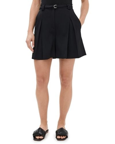 Another Tomorrow Fluid Pleated Shorts - Black