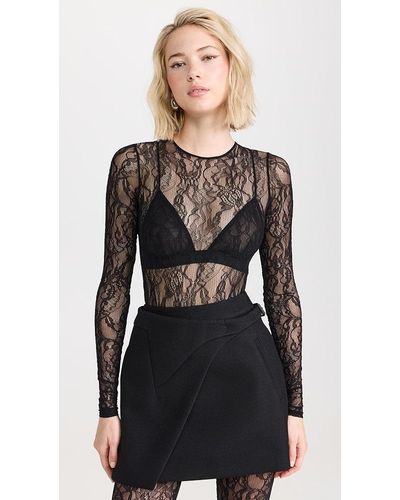 Wardrobe NYC Lace Thong Bodysuit - Black