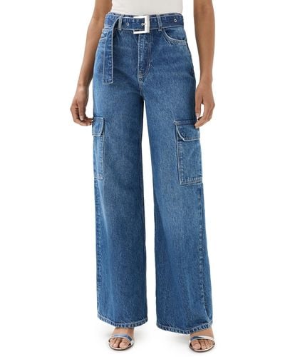 Reformation Cary Belted Cargo High Rise Slouchy Jeans - Blue