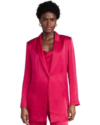 LAPOINTE Doubleface Satin Single Breasted Blazer - Red