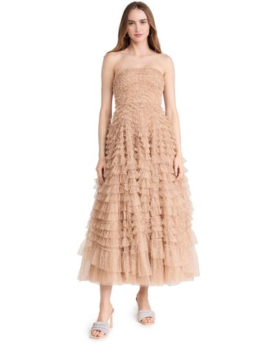 Needle & Thread Hattie Ruffle Strapless Ankle Gown - Natural