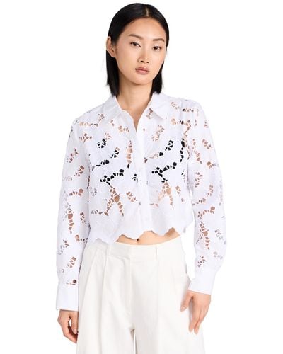 L'Agence Seychelle Lace Cropped Blouse X - White