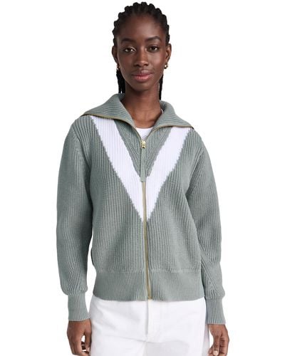 Varley Ada Zip Through Knit Sweater - Gray