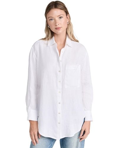 Ayr The Deeper End Shirt In Linen - White