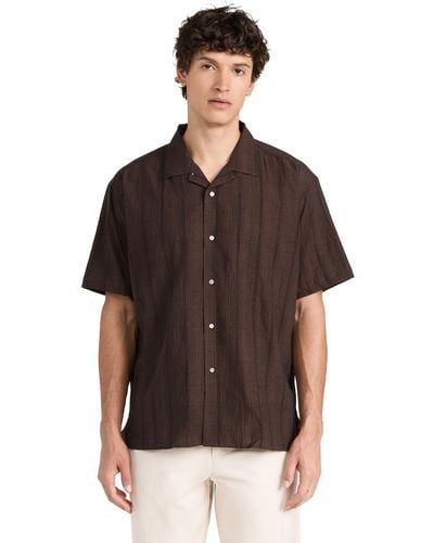 Gitman Vintage Cotton Linen Dobby Camp Shirt - Brown