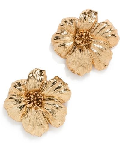 Oscar de la Renta Poppy Flower Button Earrings - White