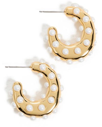 Lele Sadoughi Archer Mini Hoop Earrings - White