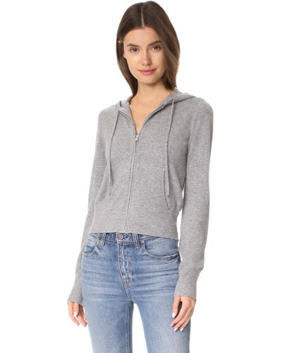 Theory Perfect Zip Up Cashmere Hoodie - Gray