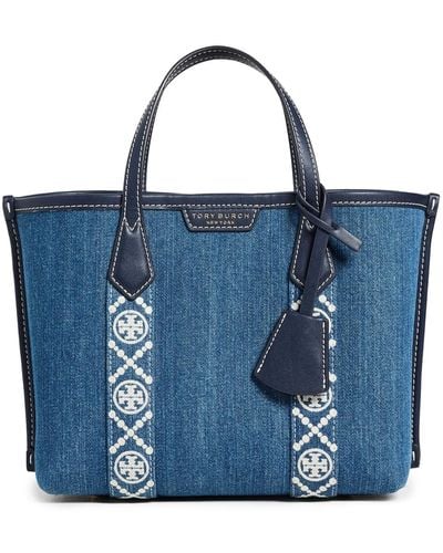 Tory Burch Perry Denim Triple Compartment Small Tote - Blue