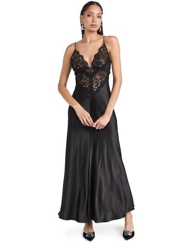 Rodarte Silk Bias Slip Dress With Lace - Black