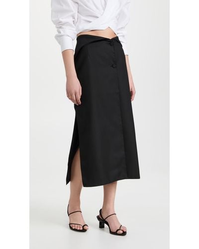 ROKH Flap Midi Skirt - Black