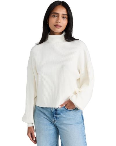 GOOD AMERICAN Wide Rib Crop Pullover - White