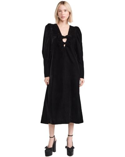 Sea Paloma Velvet Long Sleeve Dress - Black