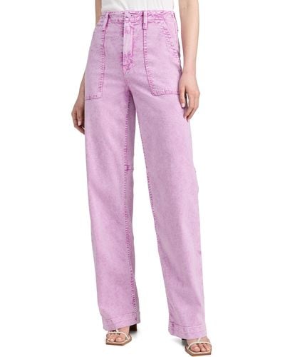 Mother High Waisted Patch Pocket Spinner Heel Jeans - Pink