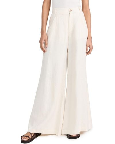 DL1961 Lucila Pleated Ultra Wide Leg Pants: Ultra High Rise 33' - Natural