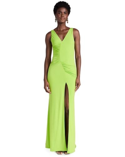 Sergio Hudson Ruched Evening Gown - Green