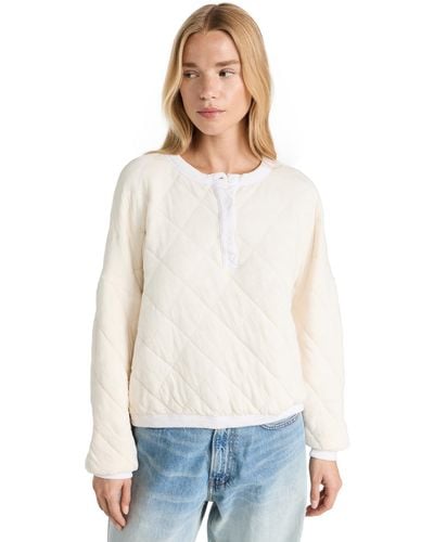Stateside Quilted Oversized Henley Pullover - White