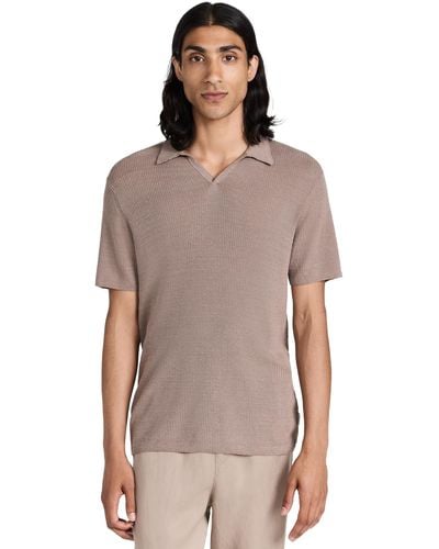 Onia Johnny Collar Ribbed Polo Cahew - Brown