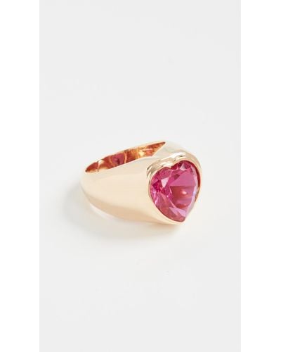 Timeless Pearly Red Heart Ring - Multicolor