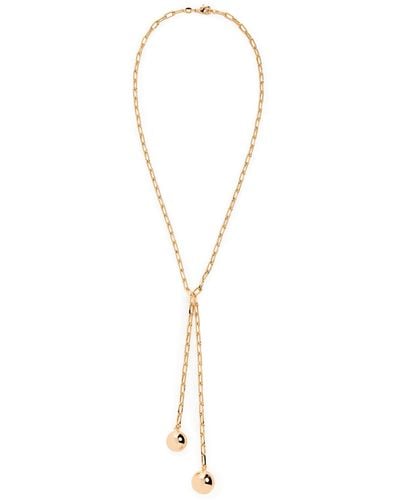 By Adina Eden Double Ball Link Drop Lariat Necklace - Black
