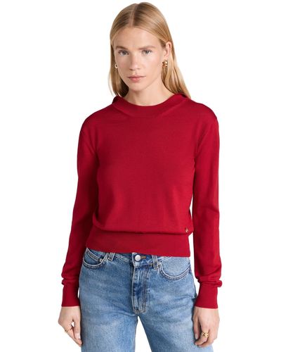 RECTO. Back Open Neck Detai Woo Knit Top - Red