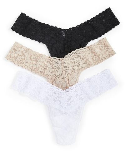 Hanky Panky 3 Pack Signature Lace Low Rise Thong - Black