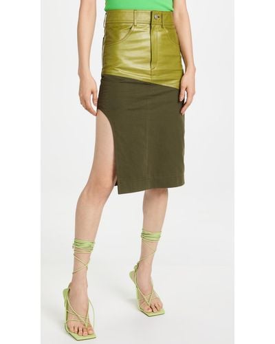 ANDERSSON BELL Sevilla Leather Combo Skirt - Green