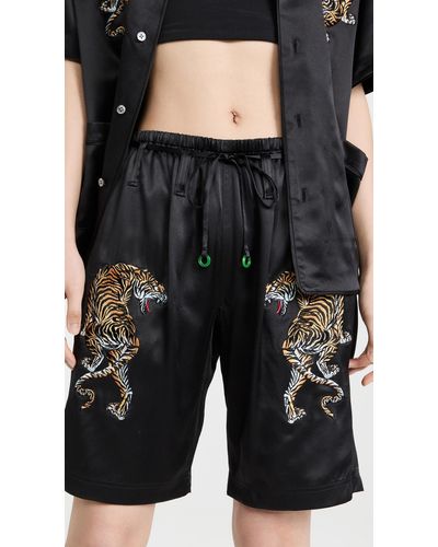 Alexander Wang Shorts With Tiger Embroidery - Black