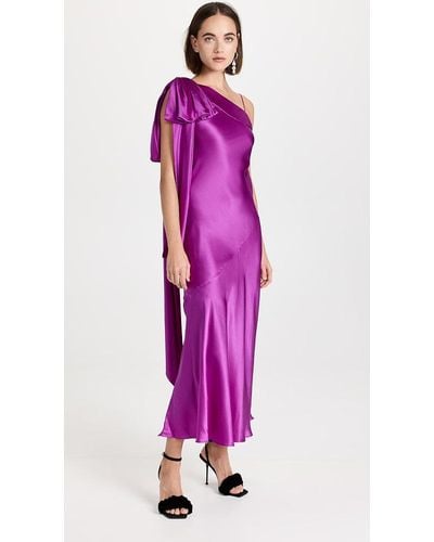 Rodarte One Shoulder Dress With Bow Detail - Purple