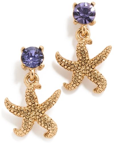 Oscar de la Renta Crystal Starfish Drop Earrings - Multicolor