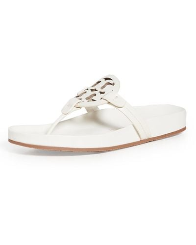 Tory Burch Miller Cloud Leather Thong Sandals - White