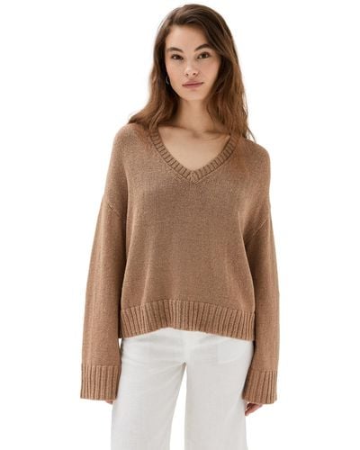 Jenni Kayne Ouchy V Neck Weater Ienna - Brown