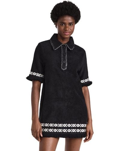 Sea Katya Embroidered Short Sleeve Cover Up Dress - Black