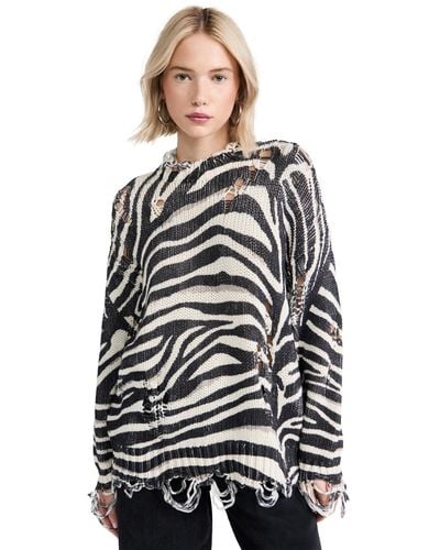 R13 Zebra Overized Weater - Black