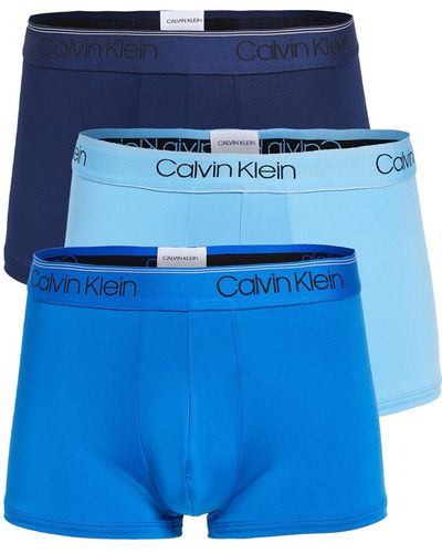 Calvin Klein Cavin Kein Underwear Icro Tretch 3-pack Ow Rie Trunk New Navy/a. Bue/bue Paradie - Blue