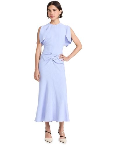 Victoria Beckham Gathered Waist Midi Dress - Blue