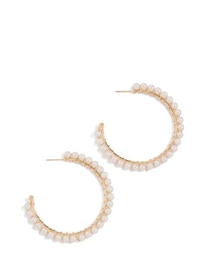 By Adina Eden Large Pearl Hoop Earrings - White