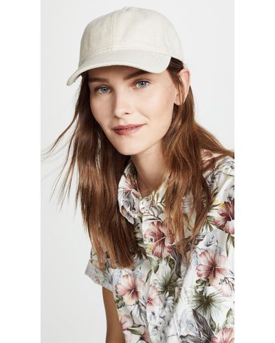 Madewell Linen Baseball Hat With Leather Trim - Multicolour