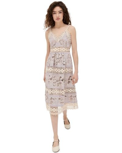 Sea Joah Embroidery Sleeveless Midi Dress - Natural
