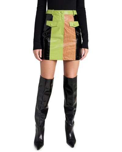 Kitri Nancy Colour Faux-leather Miniskirt - Black