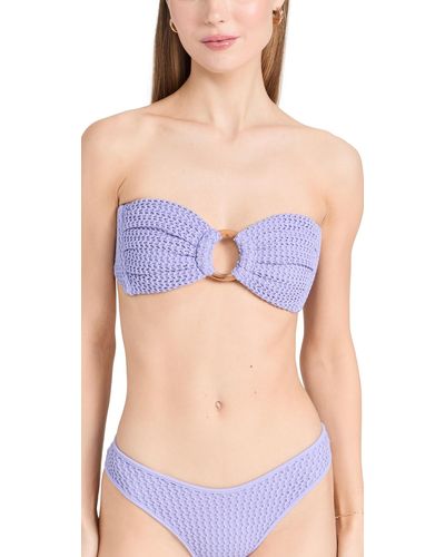 Montce Tori Tie Bandeau Bikini Top Avendar Crochet X - Blue