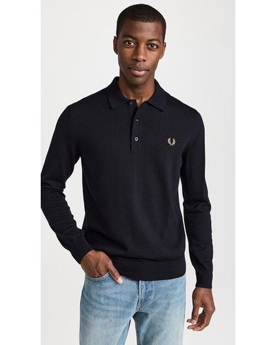 Fred perry long sleeve polo grey top