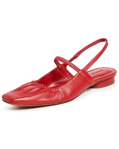 Vince S Venice Slingback Mary Jane Square Toe Flat Crimson Red Leather 5 M
