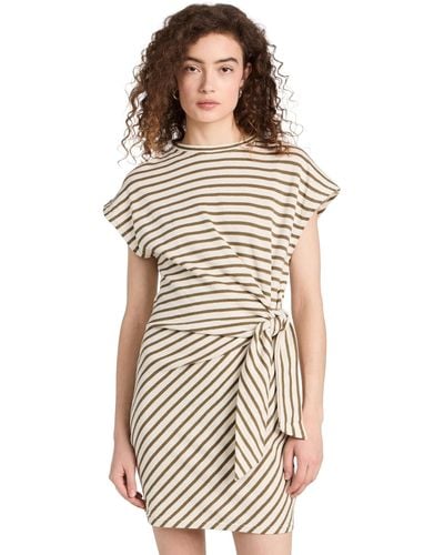 Apiece Apart Nina Cinched Ini Dress Crea & Oive Stripe - Natural
