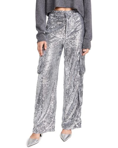 Moon River Sequin Cargo Pants - Gray